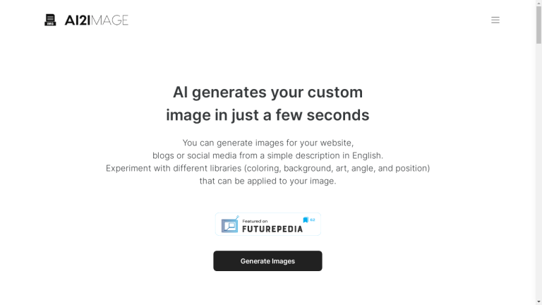 AI2image logo with text "Generating Custom Images Made Easy with AI2image"