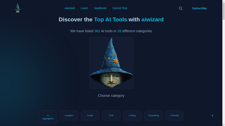 AIWizard logo with text "Discover and Compare AI Tools"