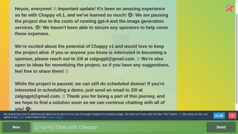 A screenshot of the Chappy AI chatbot platform showing a conversation between a user and the chatbot.