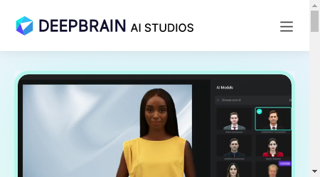 A person using DeepBrain AI's text-to-video editor with virtual humans in the background.