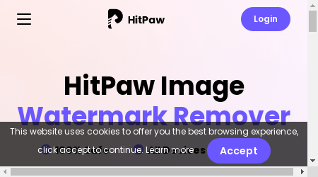 A screenshot of HitPaw Watermark Remover's user interface showing the removal of a watermark from an image.