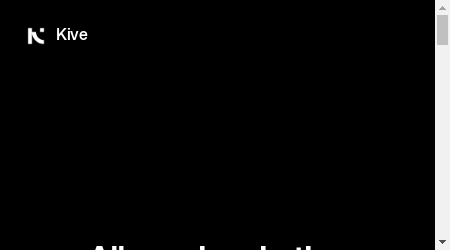 A graphic of Kive's logo and tagline "Your Visual Library" on a white background with a screenshot of the Kive interface in the center.