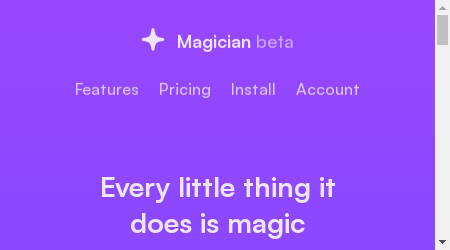 A screenshot of the Magician for Figma website homepage, showcasing its features and pricing plans.