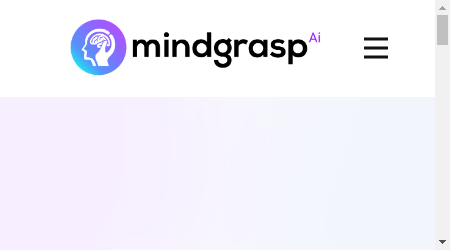 Mindgrasp logo with text "The Ultimate AI Learning Assistant". A person using a tablet to access Mindgrasp's features.