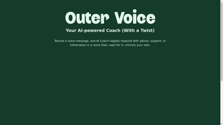 A screenshot of the Outer Voice AI app showing the personalized advice feature and visual progress tracker.