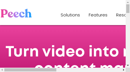 Peech logo with text introducing the platform as a generative AI video platform.