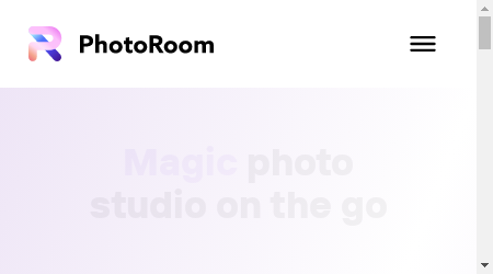 PhotoRoom's logo with the tagline "creative photo editing made simple" on a white background.