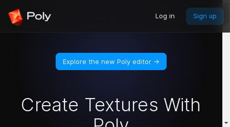 A screenshot of Poly's free online editor, showing a 3D material being created with AI.