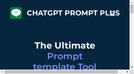 A screenshot of ChatGPT Prompt Plus showing saved prompts, customizable hotkeys, and a search bar.