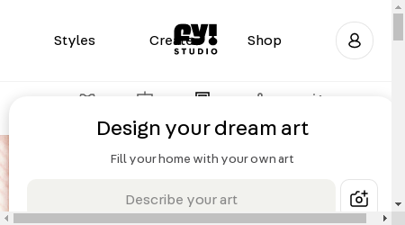 A person customizing their art piece on Fy! Studio's website.