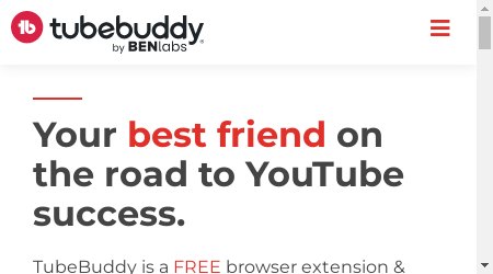 A laptop screen displaying the TubeBuddy website with various features highlighted.