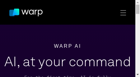 A person using a command line interface on a computer screen with the Warp AI logo in the corner.