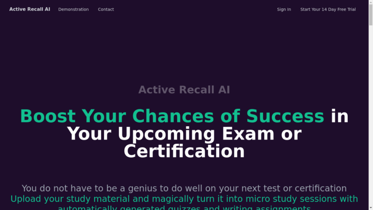 A comprehensive guide outlining the features, benefits, and pricing plans of Active Recall AI, a tool that uses active recall techniques and AI tutoring assistants to provide personalized learning experiences.
