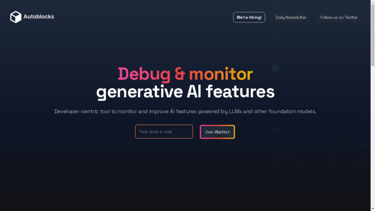 Autoblocks AI logo with the text "Debug and Monitor Generative AI Features" underneath.