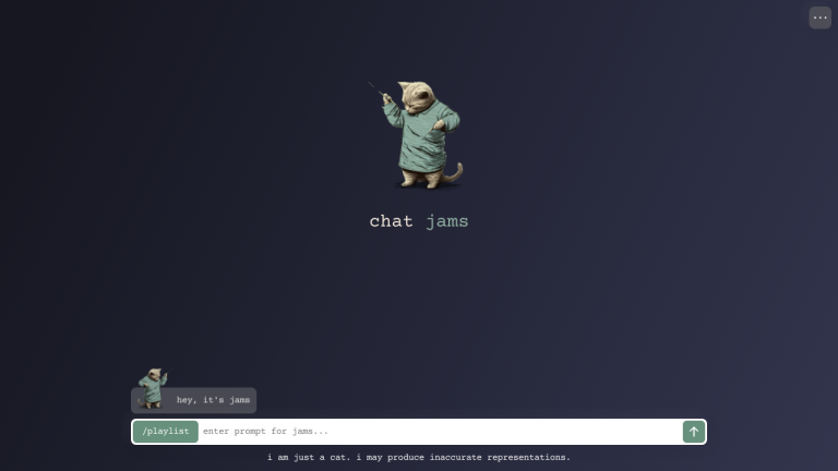 Chat Jams logo with an animated cat character holding a pair of headphones.