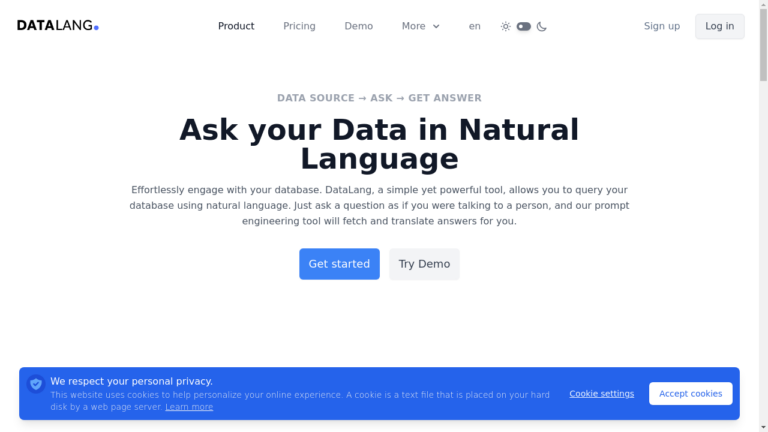 "DataLang - AI-powered tool for natural language database querying"