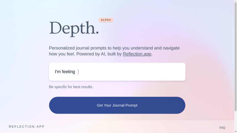 A person using Depth, an AI-powered journaling tool for emotional self-reflection.