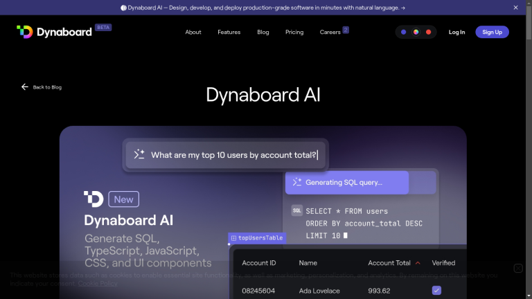 Dynaboard AI features and pricing plans overview
