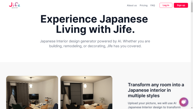 Jife AI-powered platform for Japanese style interior design.