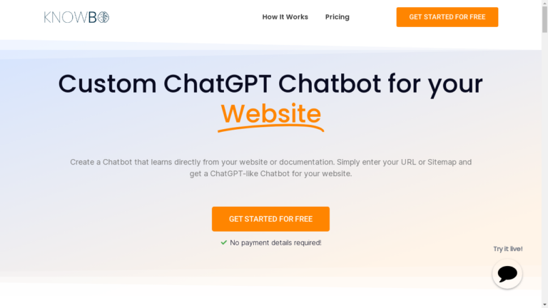 A screenshot of Knowbo's website showcasing the chatbot interface.