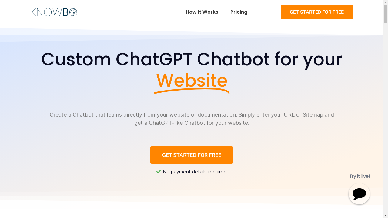 A screenshot of Knowbo's website showcasing the chatbot interface.