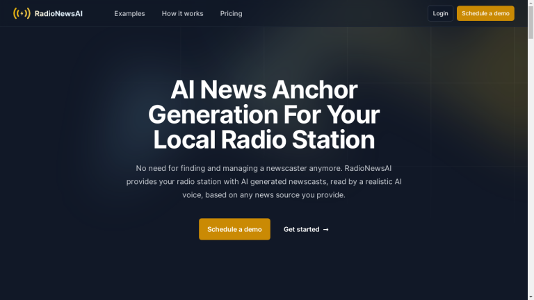 A computer-generated AI news anchor delivering news content on a radio station