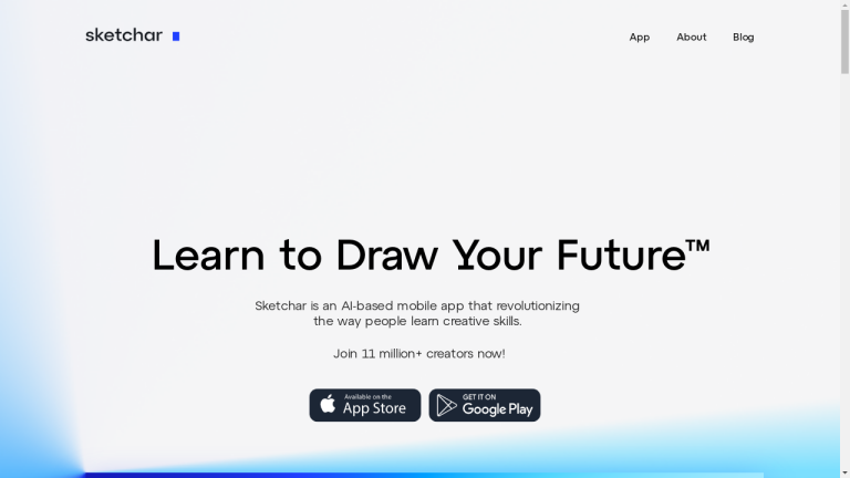 Sketchar logo with colorful paintbrush and pencil icons. A person's hand is seen holding a smartphone displaying the Sketchar app interface.