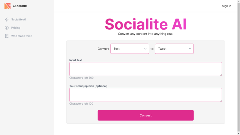 Socialite AI - AI-powered content conversion tool
