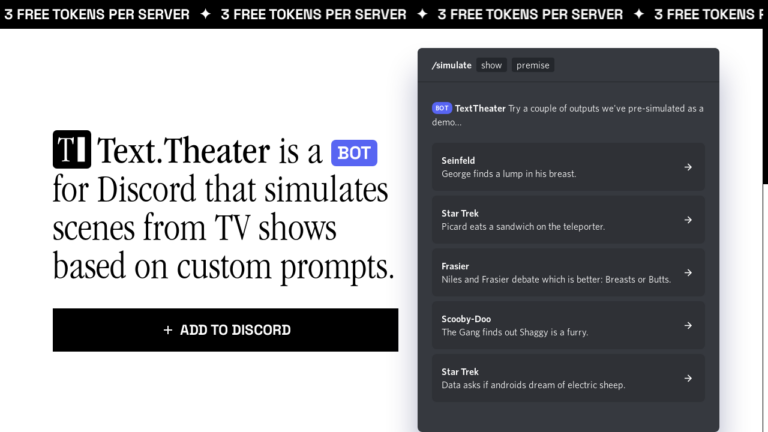 Illustration of Text Theater generating scenes for Discord shows