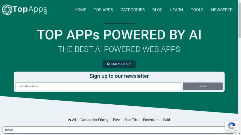 Illustration of TopApps AI platform showcasing various AI tools and categories