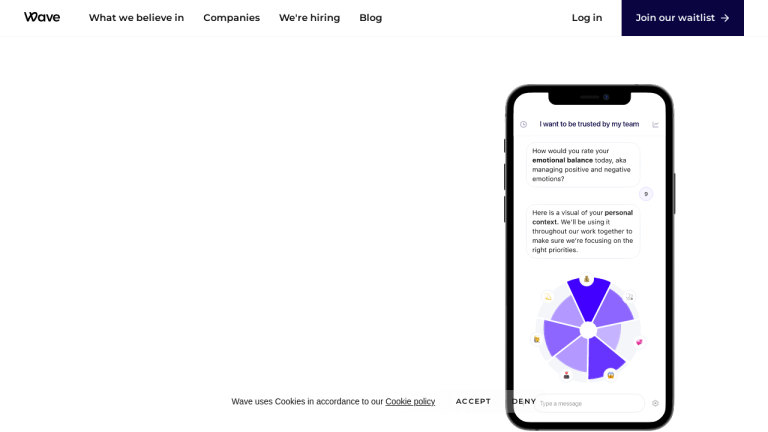 Image of a person receiving coaching on their computer screen from the Wave AI website.