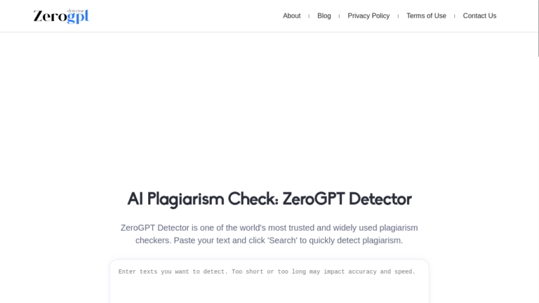"Screenshot of ZeroGPT Detector interface"
