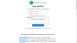 A screenshot of virtual rap battles between celebrities on AI Rap Battles platform.