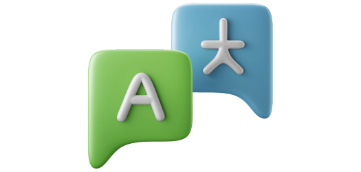 Translation icons symbolizing AI-powered language conversion tools.