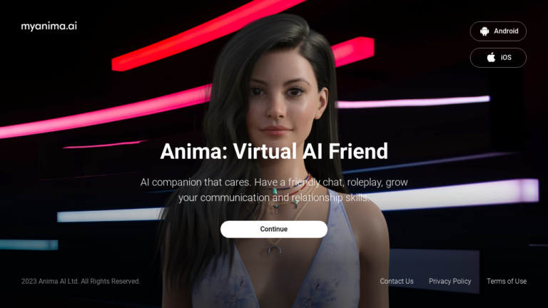 "Anima AI Companion: Connect with a virtual friend for personal growth and communication"