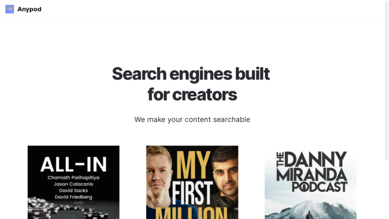 Anypod.ai - Semantic Search Engine for Content Creators