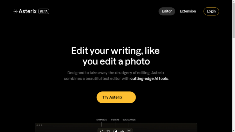 A person using Asterix Writer, an AI-powered editing tool.