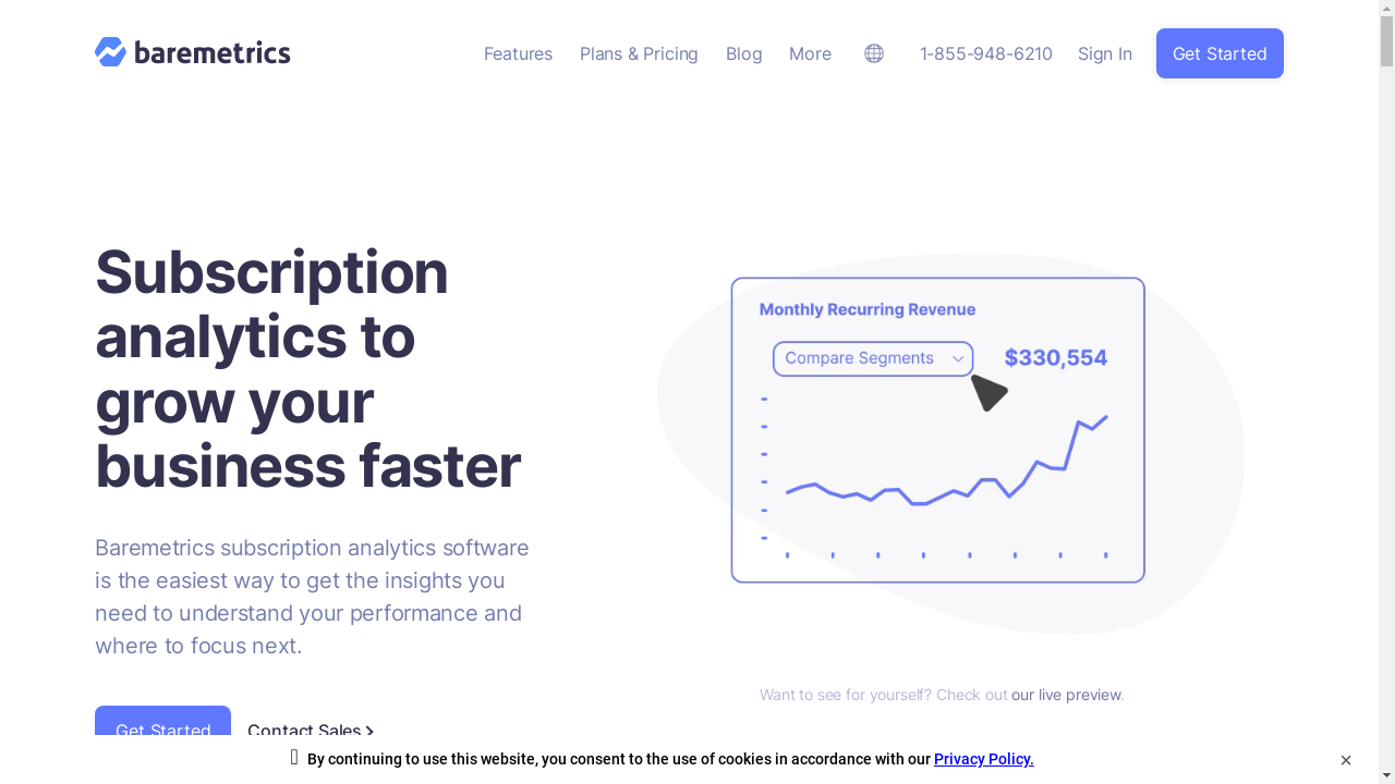 "Screenshot of Baremetrics Dashboard"