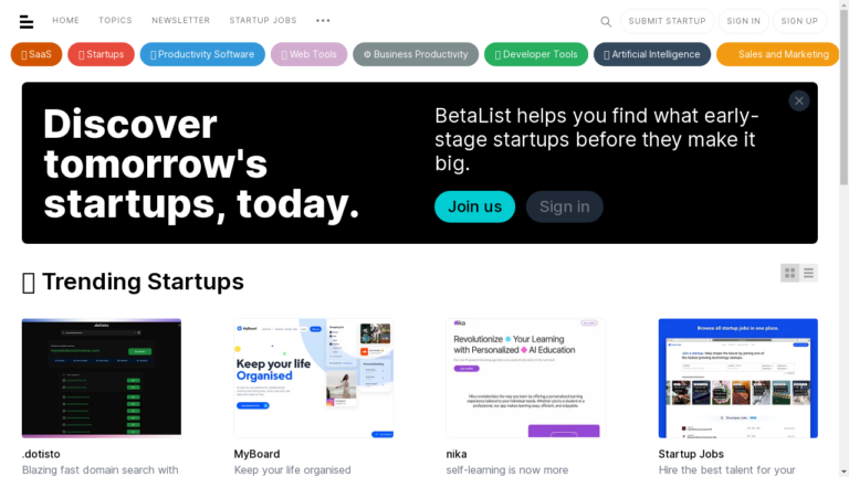 A person using BetaList to explore startup innovations.