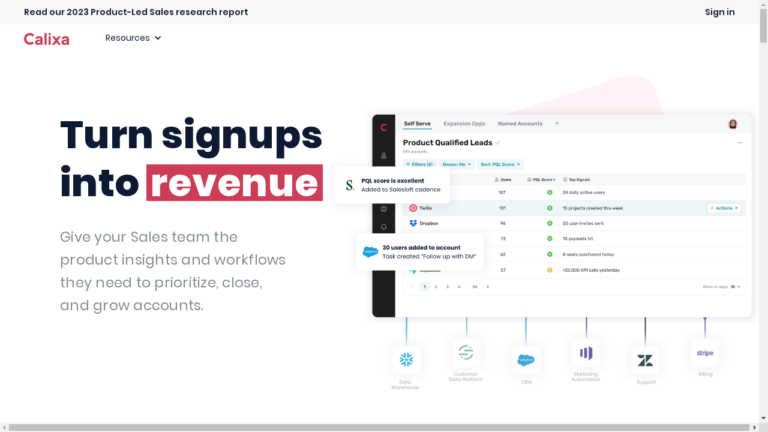 "Screenshot of Calixa's intuitive dashboard showcasing real-time sales data and analytics"