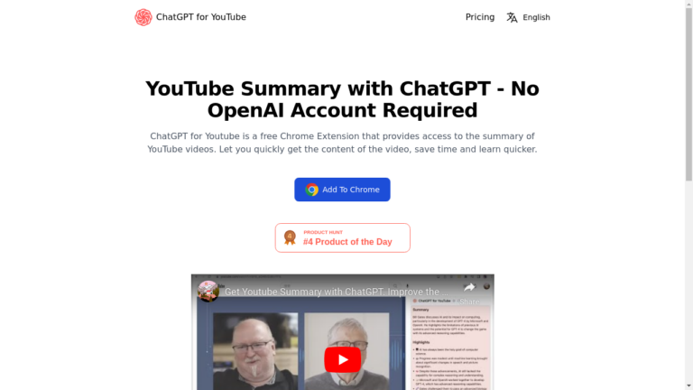 A person using ChatGPT for YouTube to read video summaries.