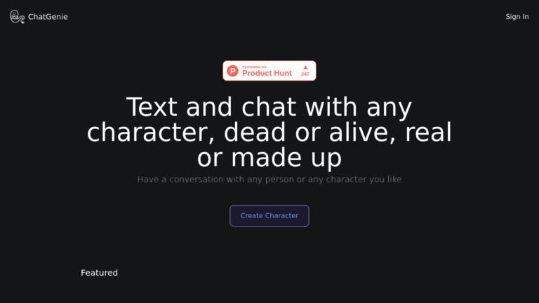 ChatGenie: AI tool for unlimited character chats