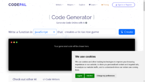"Illustration of CodePal Code Generator interface generating code"