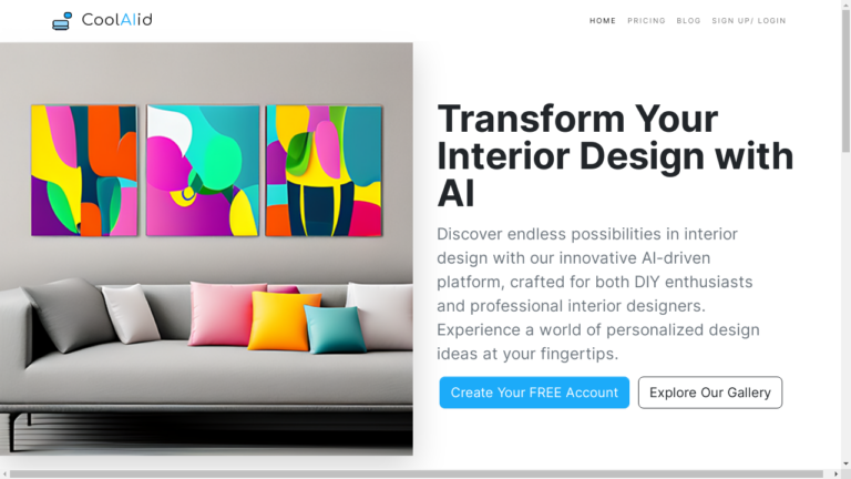 "AI-driven interior design inspiration with CoolAIid"