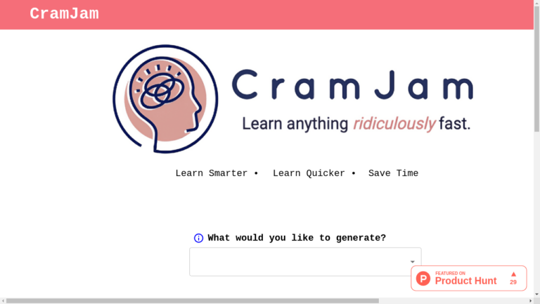 A student using Cram Jam for personalized study materials