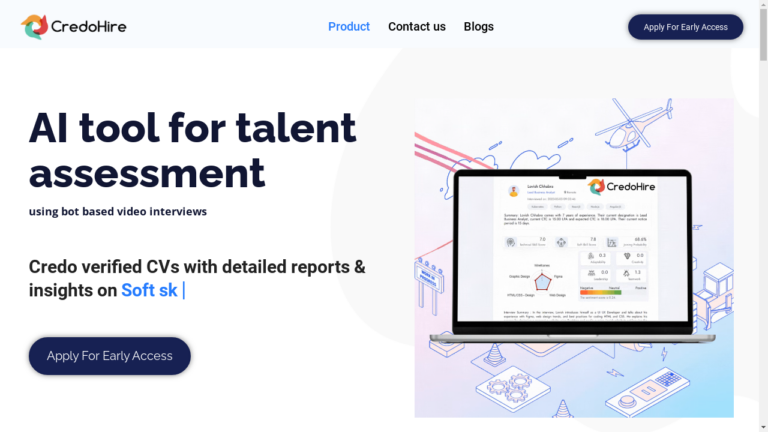 Illustration of a futuristic AI-powered talent assessment and interview platform