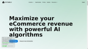 "DataMilk AI Optimization Dashboard for e-commerce"