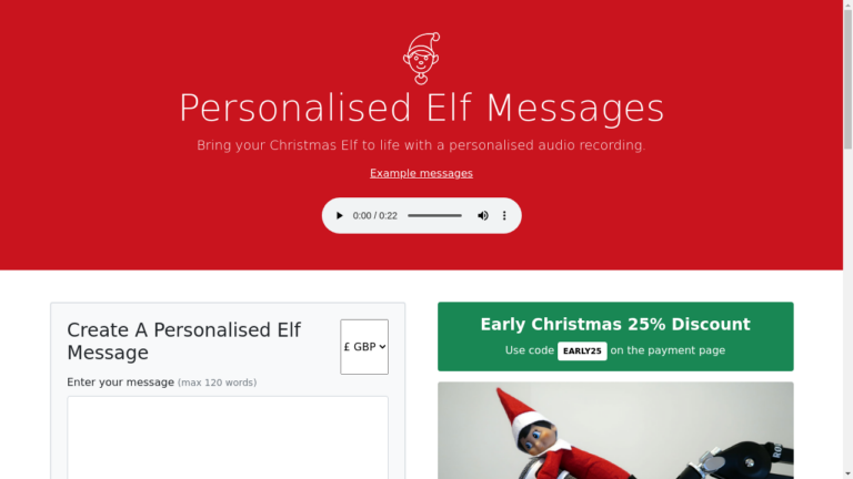 An enchanting Elf delivering a personalized video message