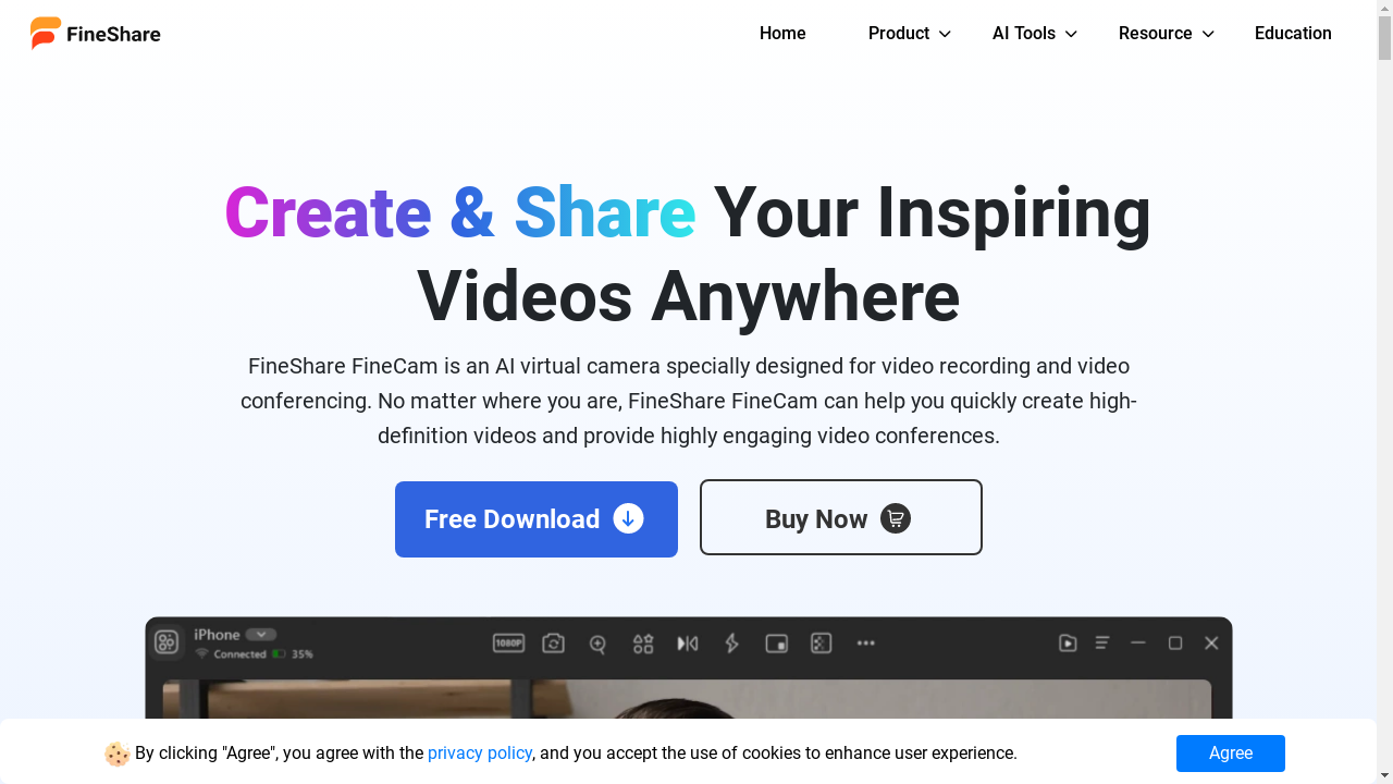 FineShare FineCam - AI Virtual Camera for captivating videos