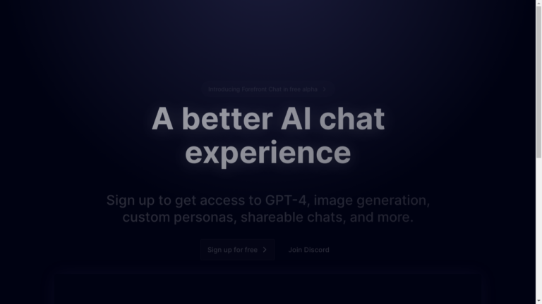 "Screenshot of the sleek and intuitive Forefront Chat interface."